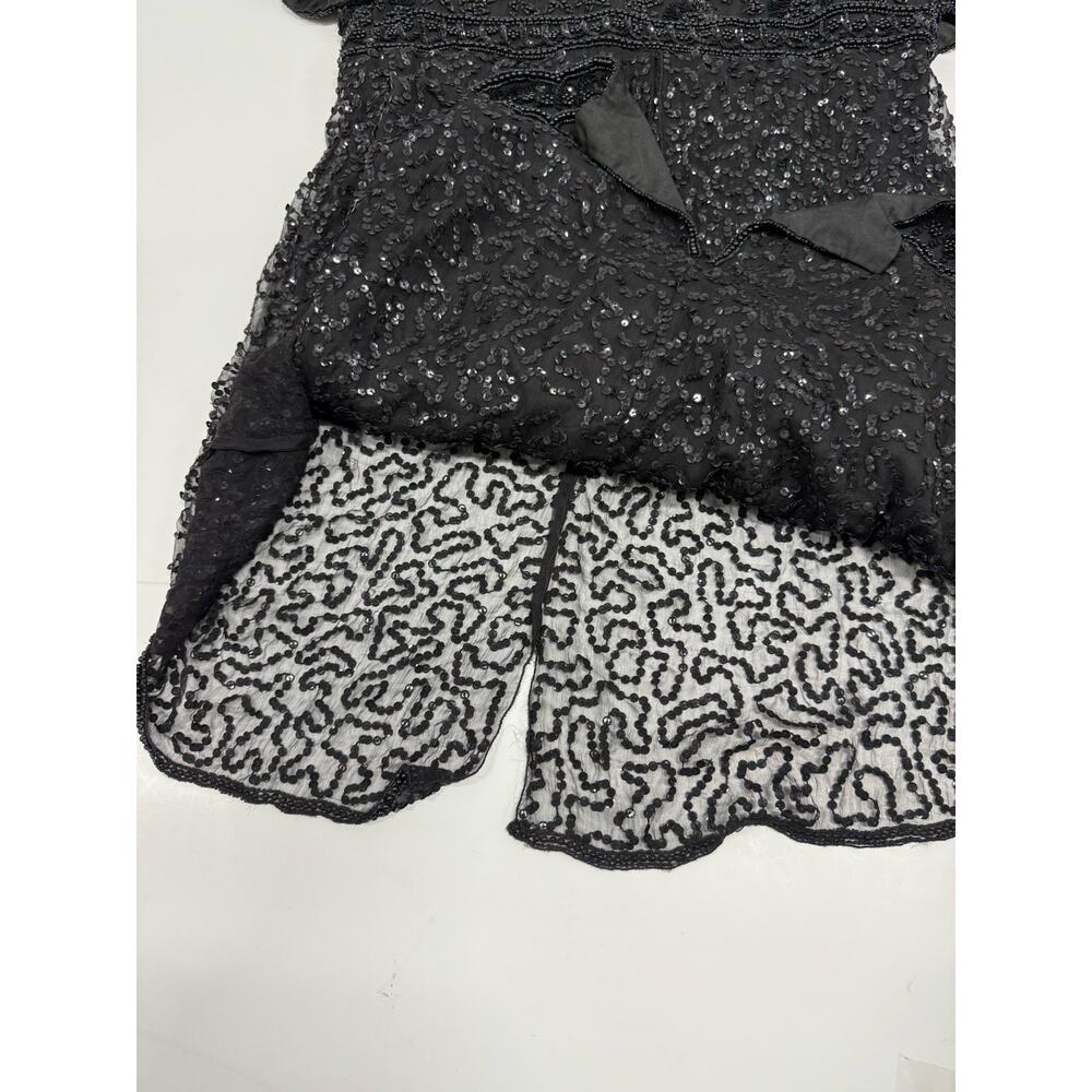 Vintage Lawrence Kazar Black Beaded Cocktail Formal Dress medium Silk - Picture 3 of 7